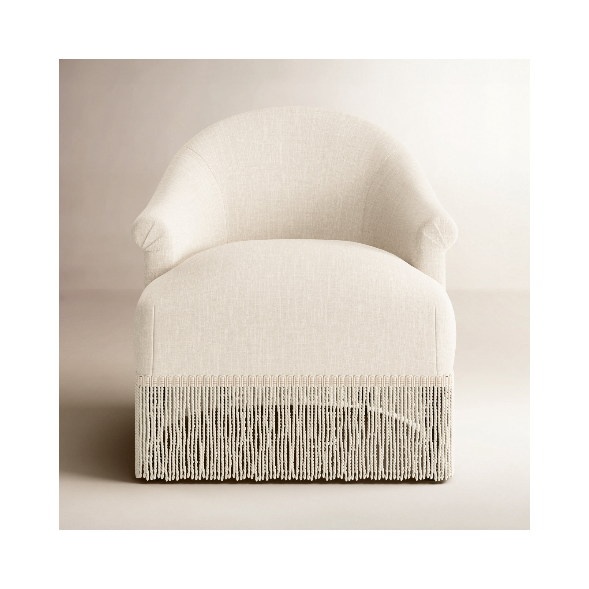Callie Upholstered Wingback Chair, Classic Talc Linen, Ivory
