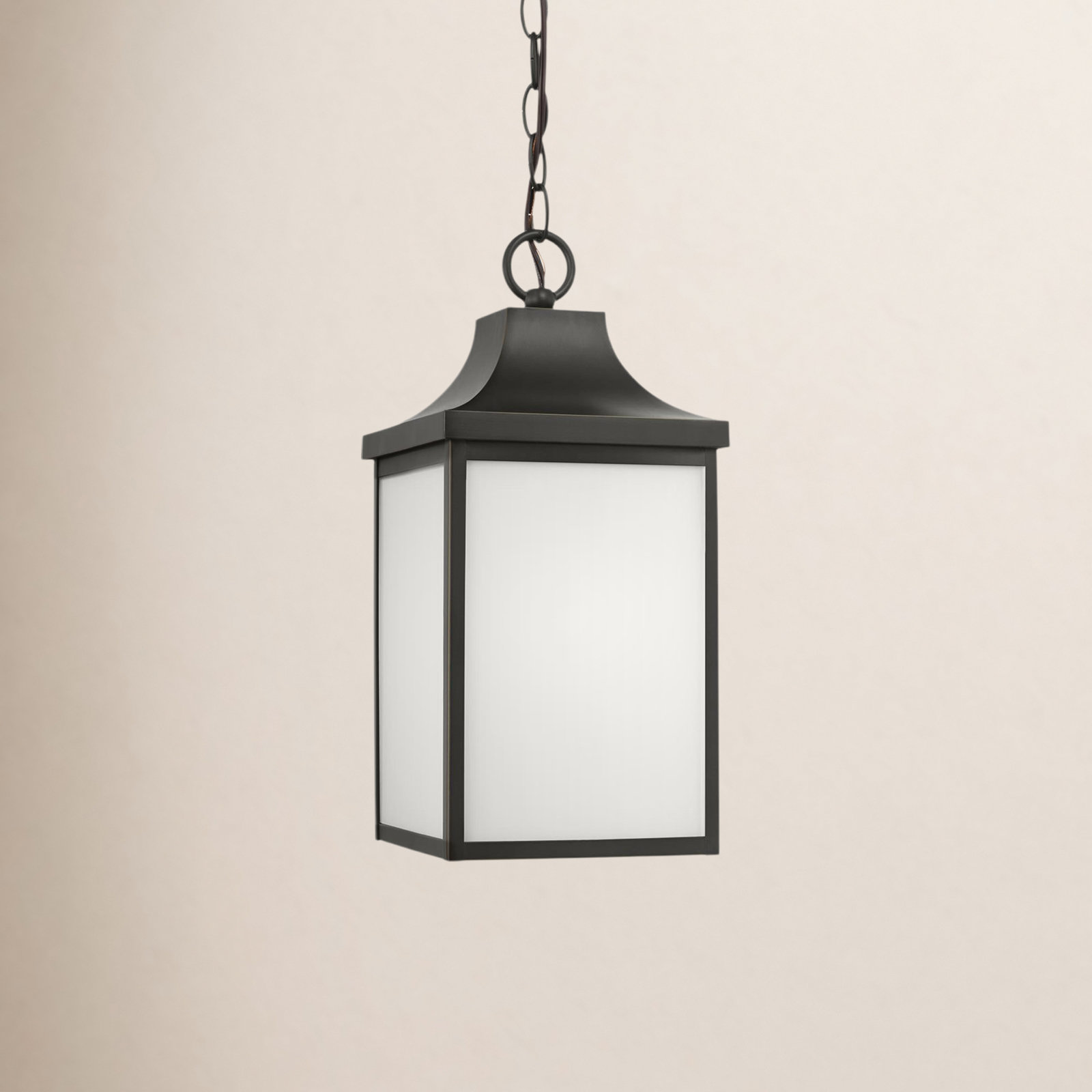 Frosted Outdoor Pendant, Antique Bronze