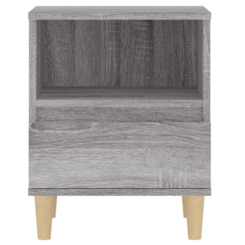 Hasana 40cm W Solid Wood Bedside Table, Grey