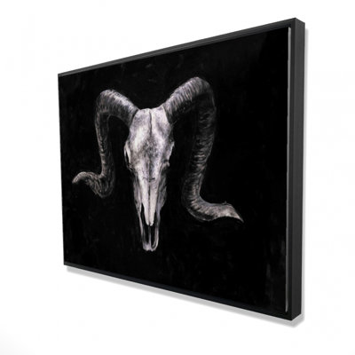 Ram Skull Grunge Style Print On Canvas
