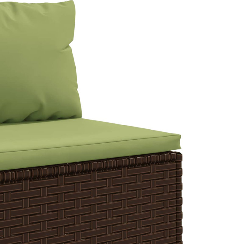 Ensemble de canapé de patio en rotin avec coussins Ebern Designs, Brun, Vert, 4