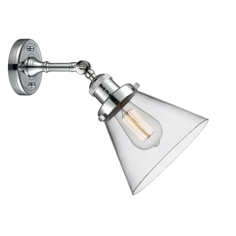 Cone 2 Light Tiltable Bath Vanity Light, 6 Watt Vinage LED Bulb, Clear, Polished Chrome