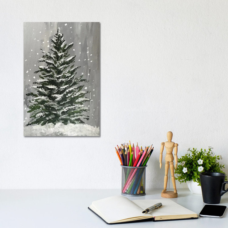 Arbre de Noël d'hiver - reproduction d'art murale - toile tendue