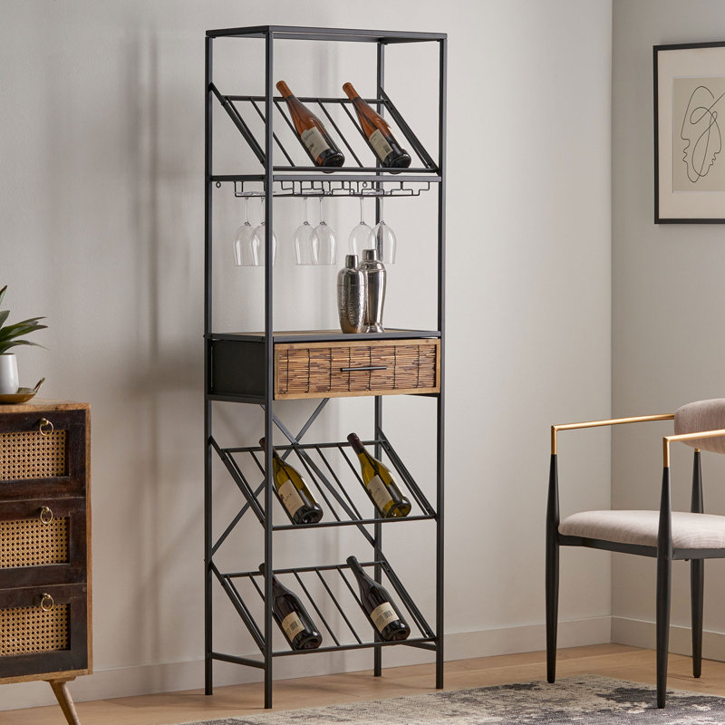 Graveley 21 Bottle Floor Wine Bottle & Glass Rack in
