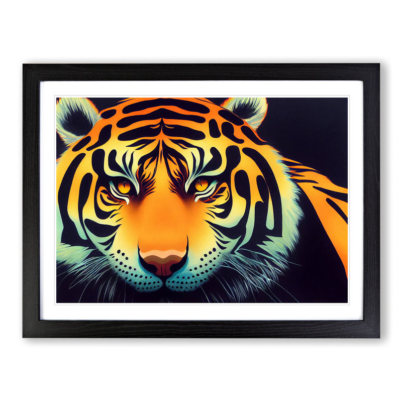 Interesting Tiger - Framed Print, Black, 46cm H x 64cm W x 2cm D
