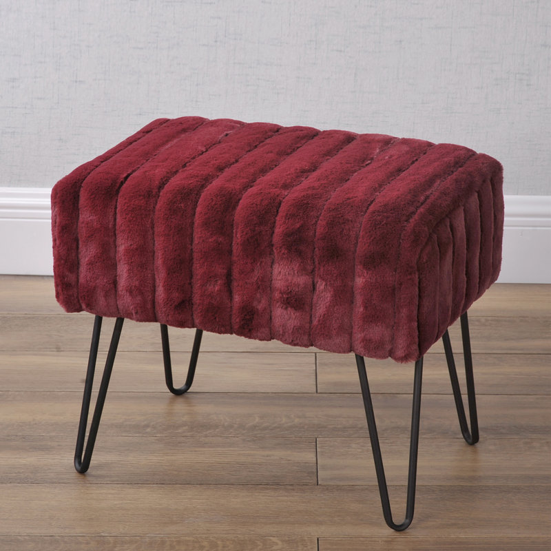48.3cm Wide Rectangle Solid Colour Standard Ottoman, Tawny Port Faux Fur