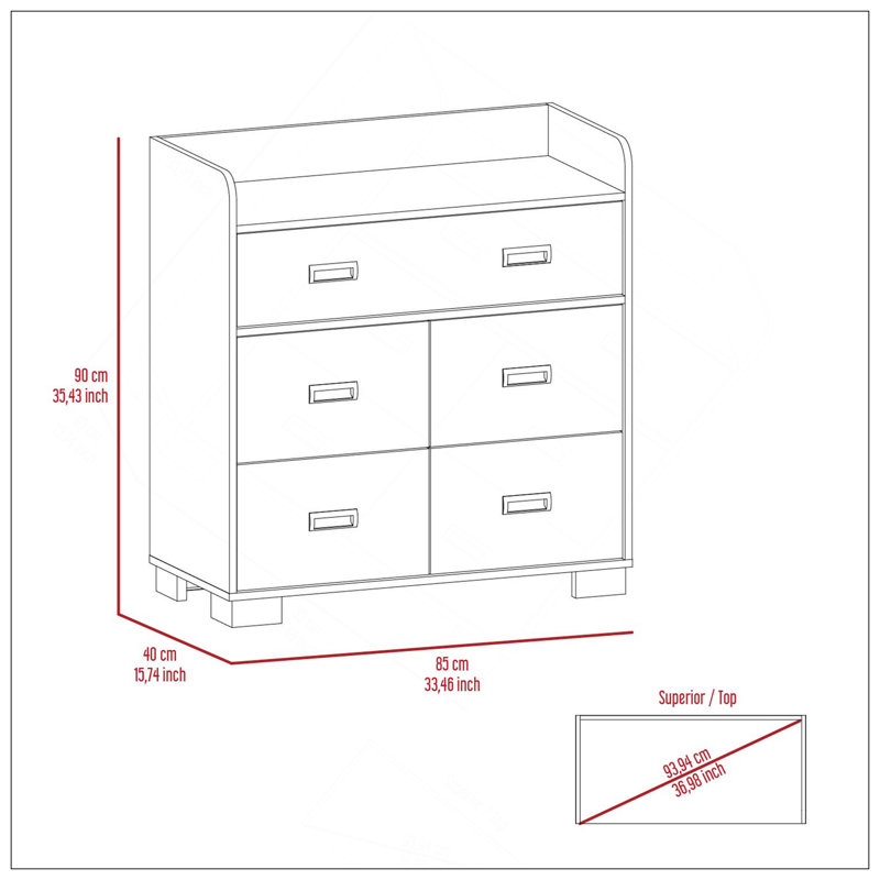 Commode Waporan, chambre à coucher, blanc, Blanc