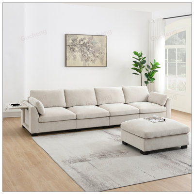 130inch Modular Sectional Sofa with Folding Table, Dual-Port Charging, and High-Density Foam for Ultimate Comfort and Convenience