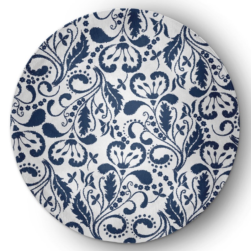 Barrada Chenille Floral Indoor / Outdoor Rug, Round 5'
