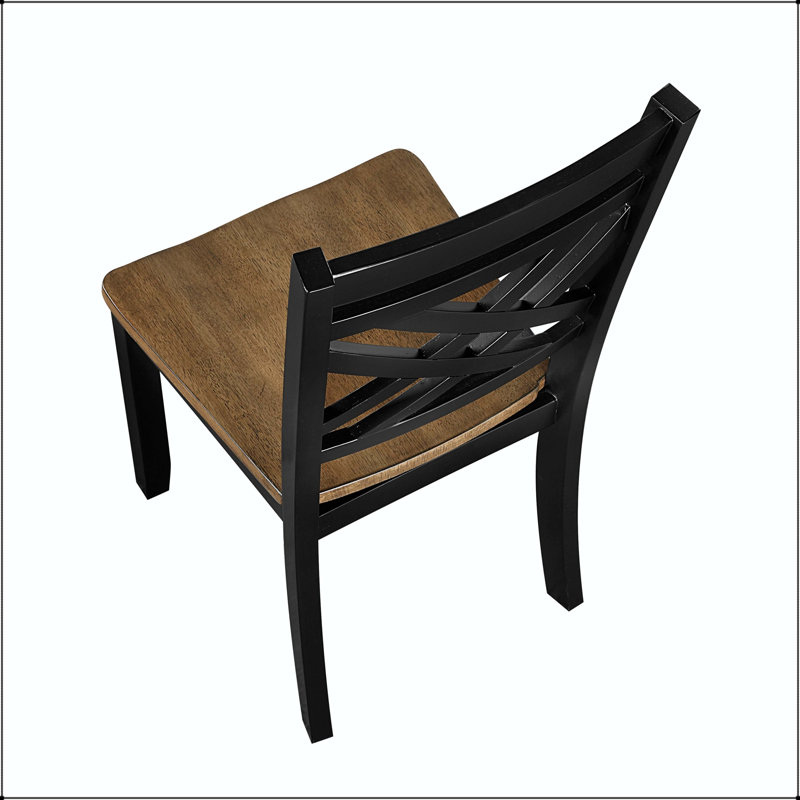 Chaise de salle à manger à deux tons en noir et brun avec siège en bois