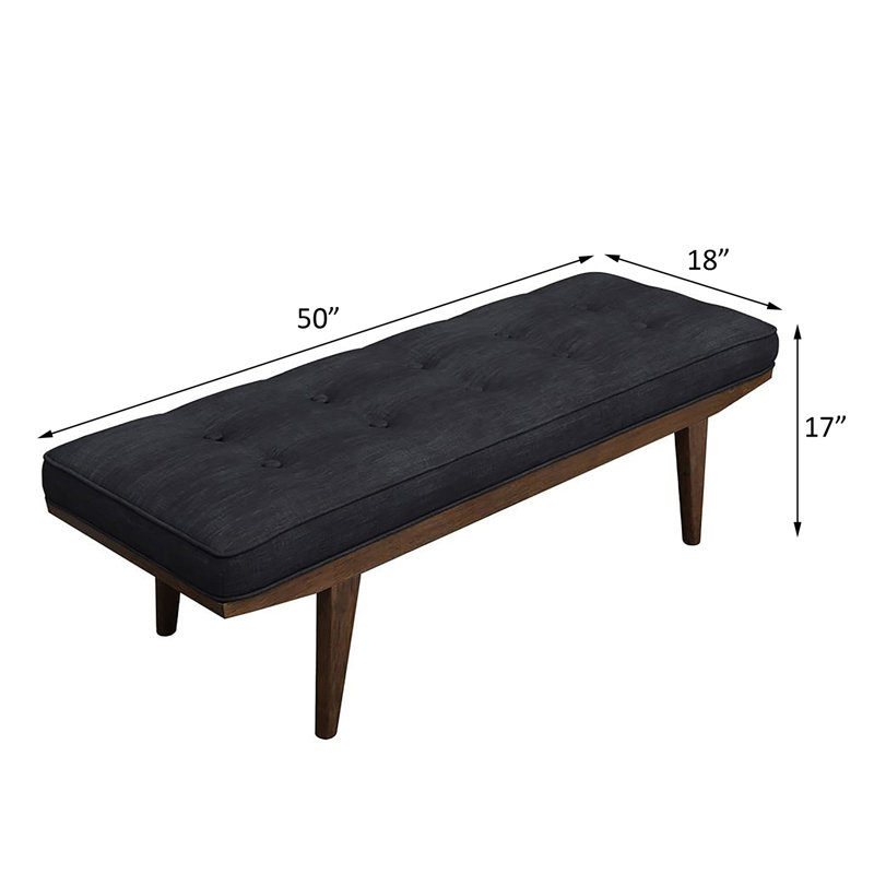 Banc élégant gris avec siège rectangulaire et charme classique de style Mid-Century fonctionnel