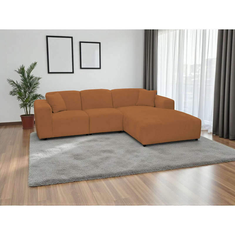 4 Seater Corner Sofa , Orange, Right Hand Facing