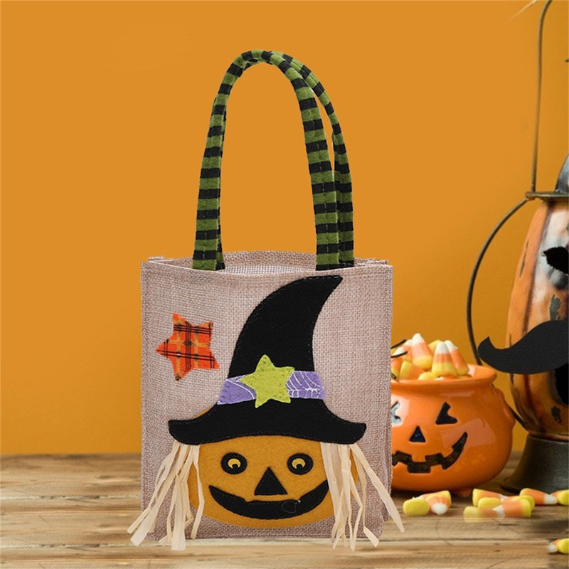 Accessoires de sac d'Halloween en lin pour enfants