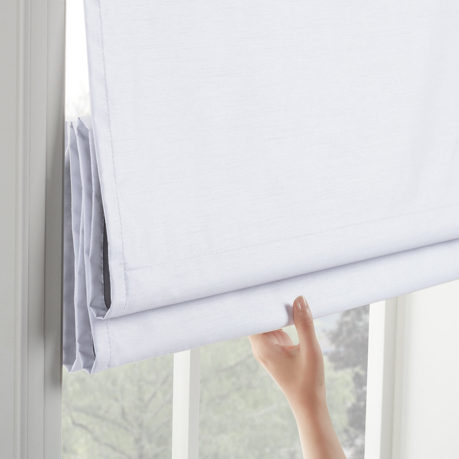 Eclipse Blackout Roman Shade, White, 36"W x 64"L