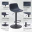 Cuir bleu pu bleu, tabourets de bar pivotants réglables, de 2, industriel, Mid-Century moderne, dossier, salle à manger, base de 17,3 pouces, supports de 350 lb, pivot pratique, îlot de cuisine, divers