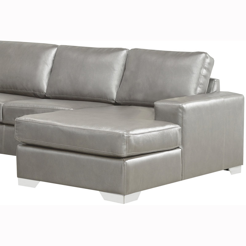 Crooke Upholstered U-Shaped Sectional Left Hand Facing, Slate Genuine Leather