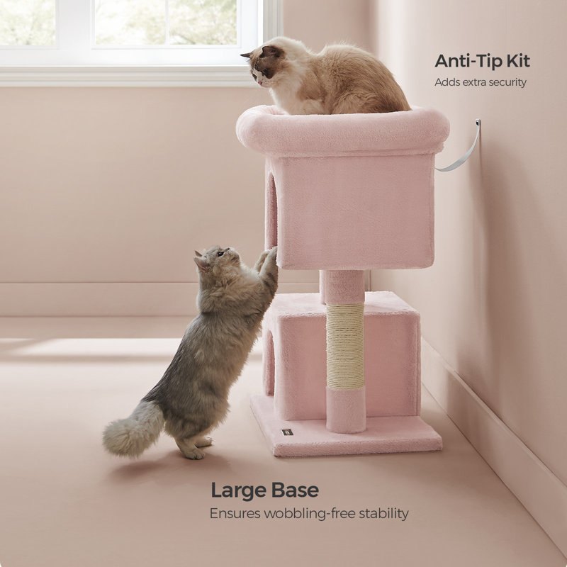 Jelly Pink Large Sisal Cat Tree with Dual Caves