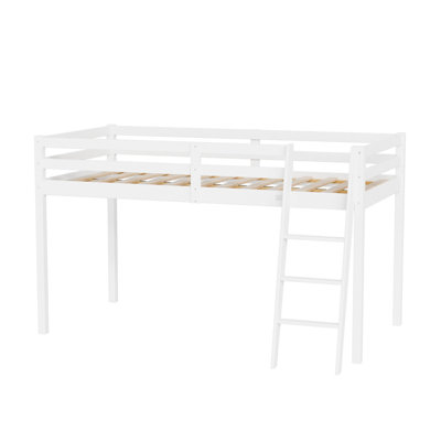 Lit mezzanine bas junior avec escalier, lit mezzanine en bois pour adultes, enfants et jeunes adolescents