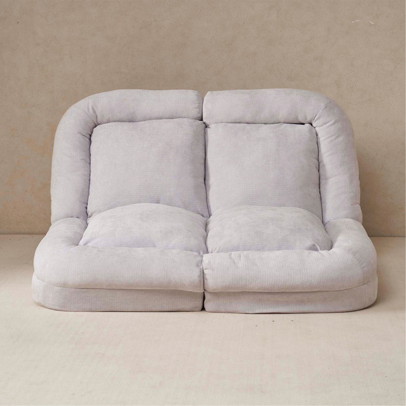 Convertible Fold-Out Double Sofa Bed,Grey,The Left Part Of The Complete Product., White Fabric