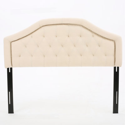 Tufted Upholstered Headboard Queen Size, Solid Wood Head Board With Durable Metal Legs, Adjustable Height Queen Headboard With Nailhead Trim In Bedroom