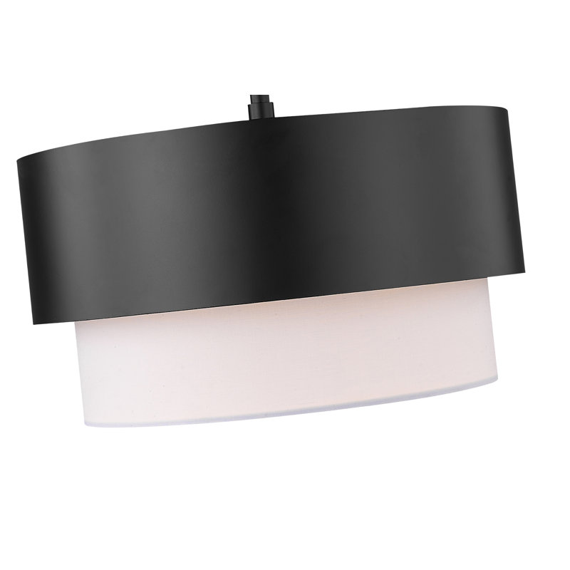 Luminaire suspendu tambour 1 lumière Azurnea, Noir mat, H 88,25 po x l 12 po x P 12 po