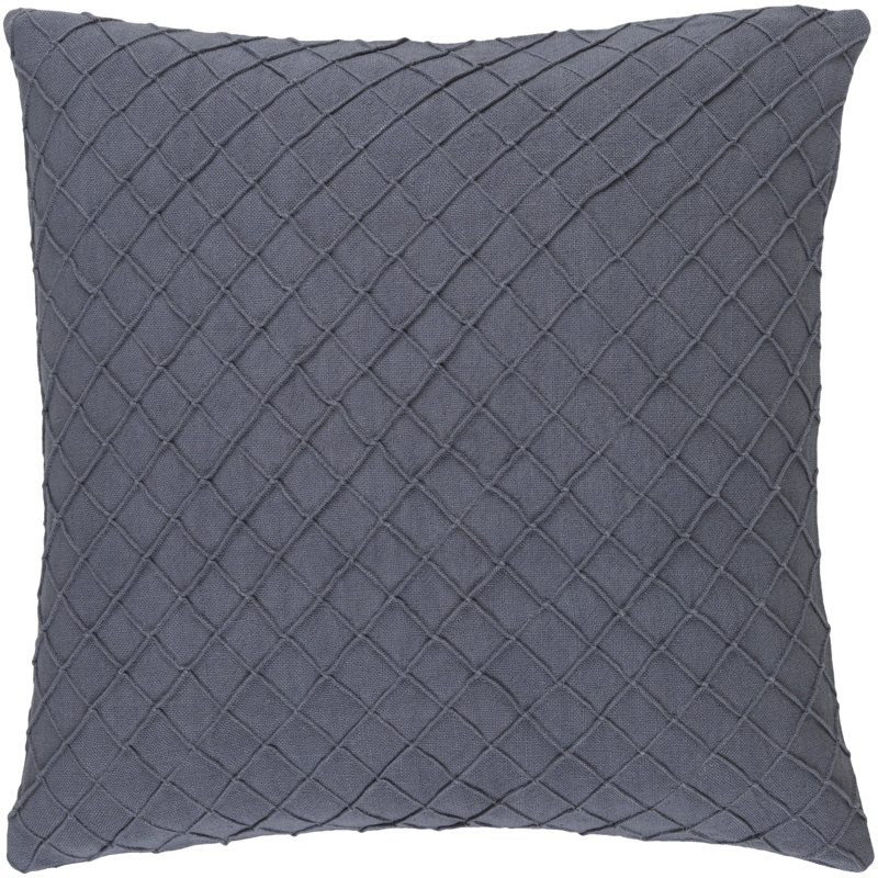 Pinnacle Square Linen Throw Pillow, 22" x 22", Gray, Down