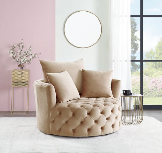 Chaise d'appoint avec velours pivotant rose, Grey