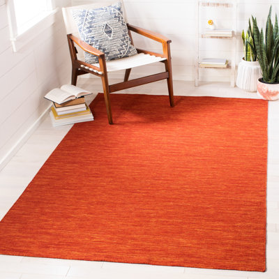 Kilim Hand Loomed Wool/Cotton Rug in Red/Rust