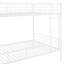 Lit superposé au-dessus d'un lit double blanc - conception moderne, structure en fer, peu encombrant, construction contemporaine, support robuste, sécuritaire pour tous les utilisateurs-467986828-467986830