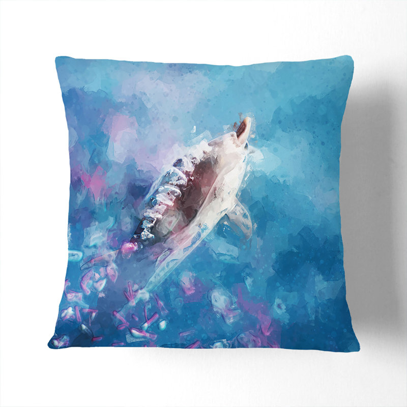 Swimming Dolphin Cushion with Filling, 55cm H x 55cm W x 20cm D