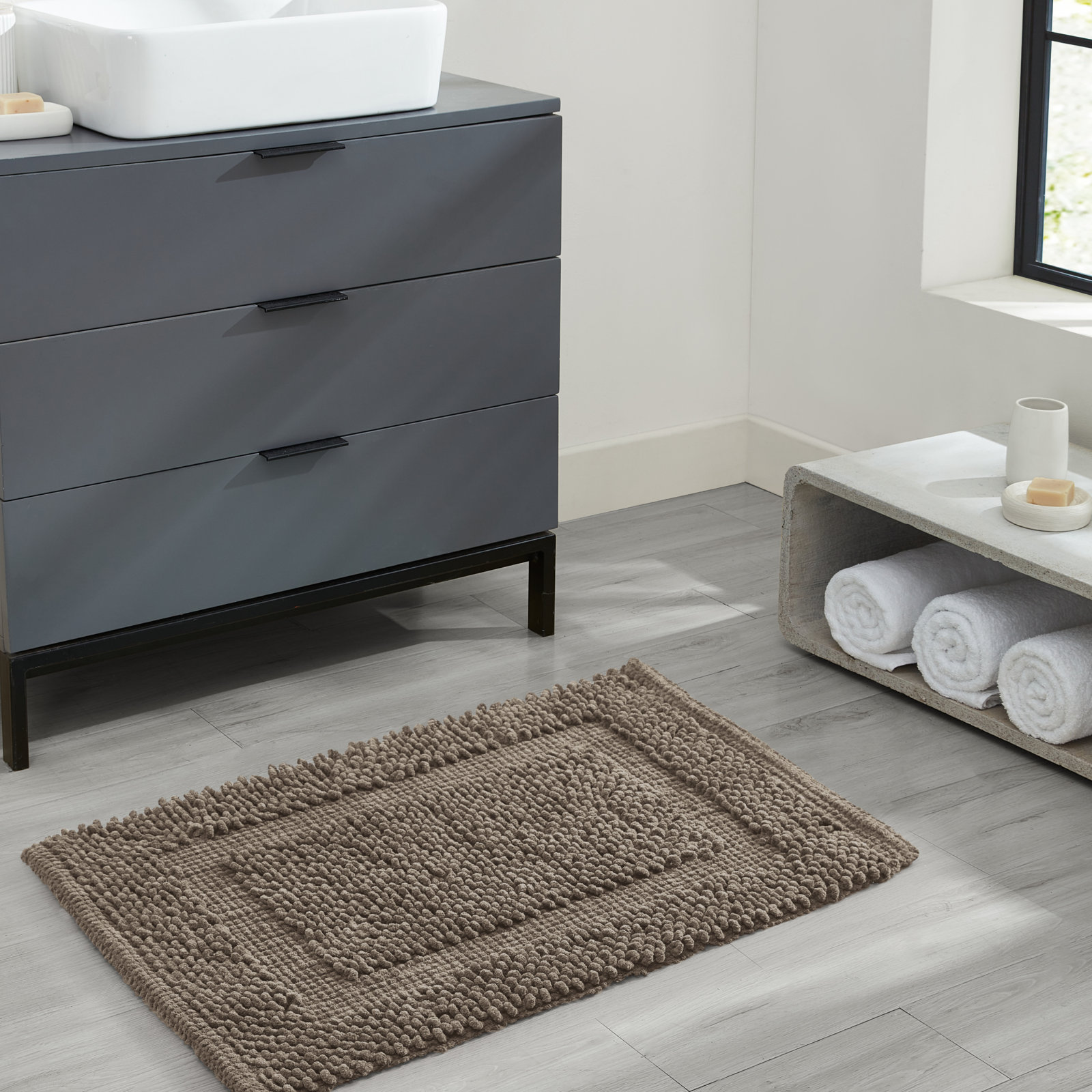 Payten Cotton Bath Mat, Single - 17"W x 24"L, Cappuccino