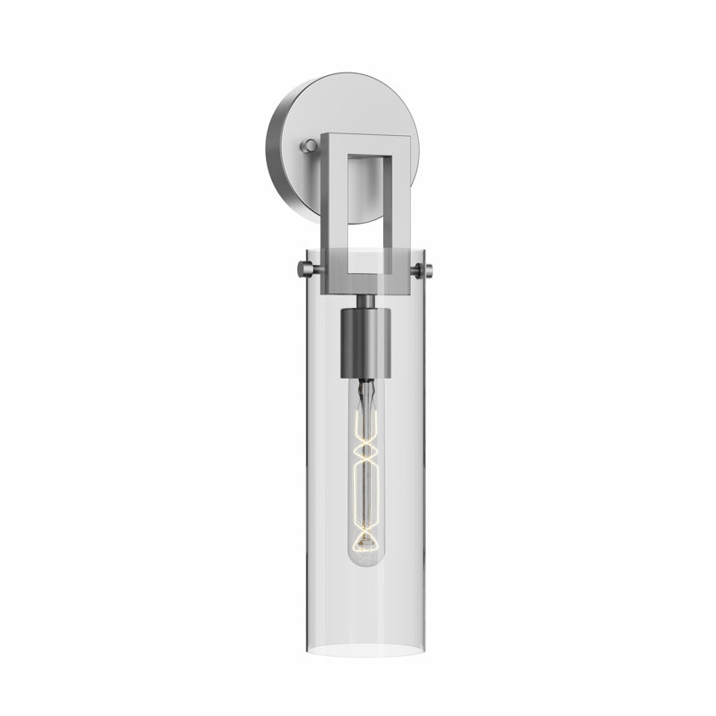 Applique murale 17 po Narice - verre transparent, Nickel satiné