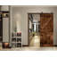 Porte de grange coulissante en bois de pin avec trousse de quincaillerie d'installation-93178041-93178026