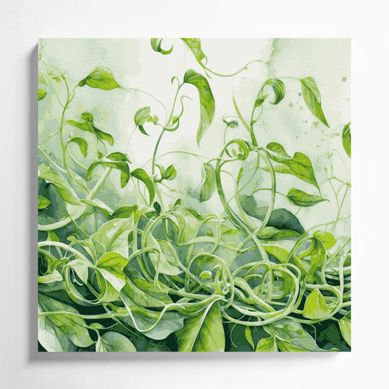 Art mural sur toile, "Légumes à pois" vert, H 12 po x l 12 po