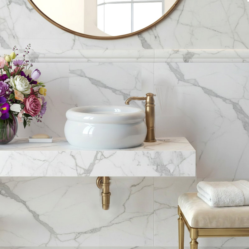 Victorian Collection Hand-Finished Italian Fireclay Vanity Vessel Sink