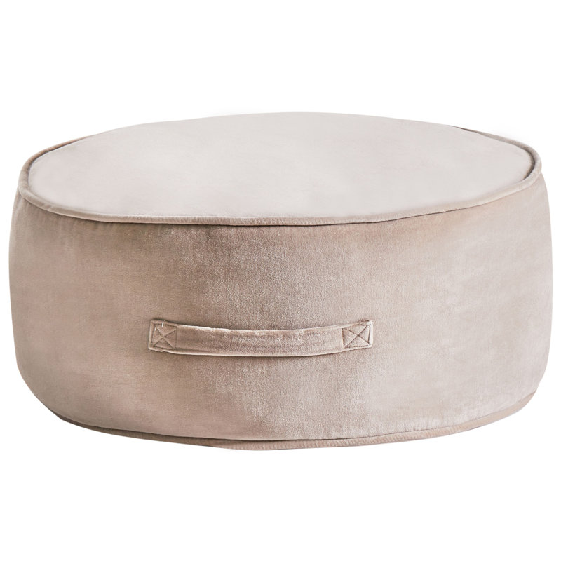60cm Wide Round Solid Colour Pouffe Ottoman, Brown