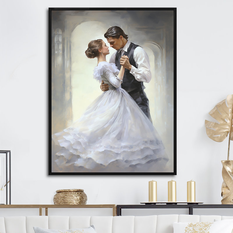 " Dance Waltz In White ", Black Floater Framed, 32" H x 24" W x 1" D