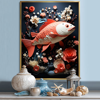 «Red Fish and Small Animal Underwater Coral», reproduction sur toile