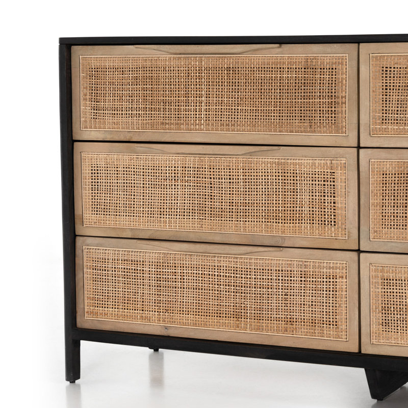 Commode 6 tiroirs Nellie, Beige / noir