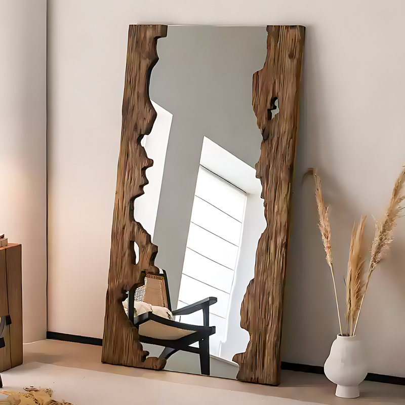 Wabi-Sabi Irregular Pine Full-Length Mirror – Rustic Artistic Wall-Leaning Decor Mirror, 78.74" x 47.24"
