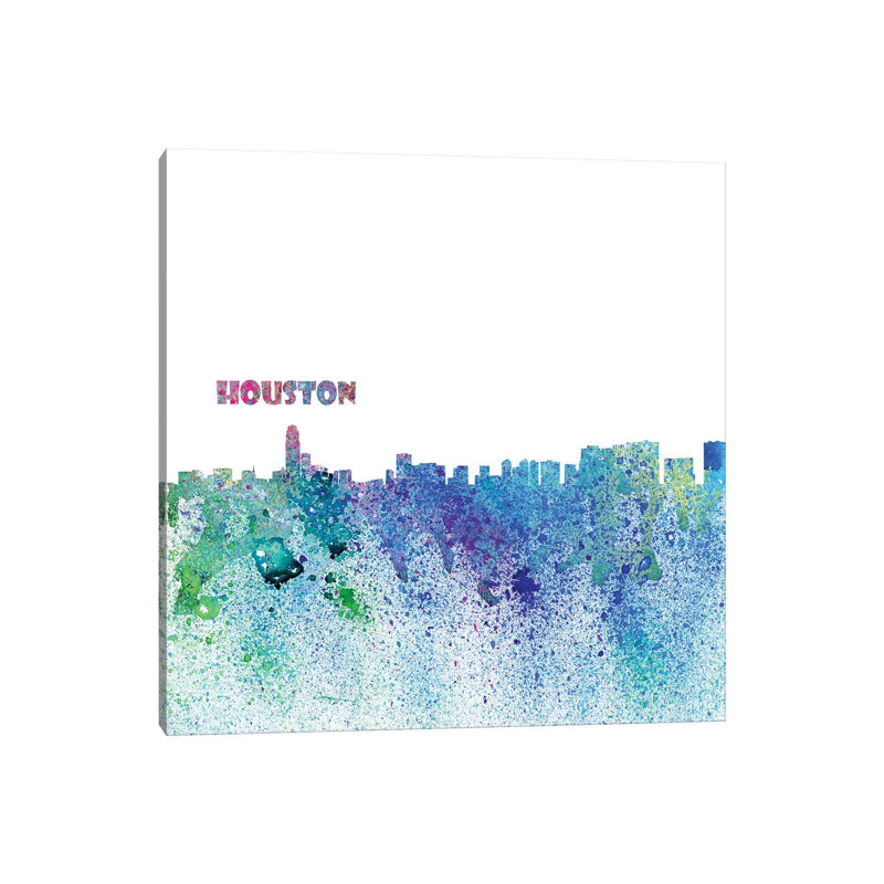 Houston Texas Skyline Silhouette Impressionistic Splash by Markus & Martina Bleichner - Wrapped Canvas Print