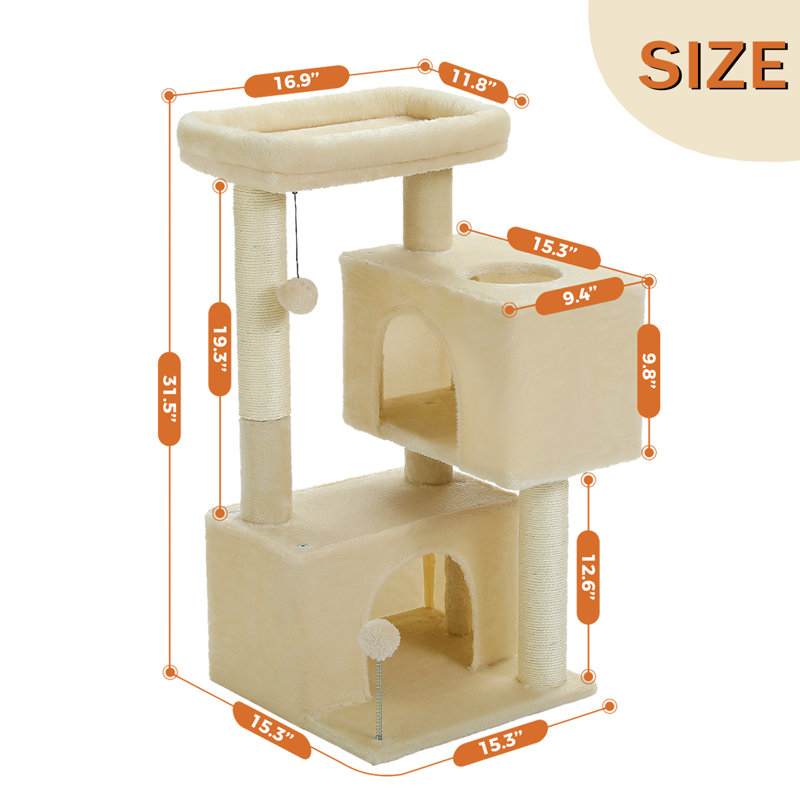 Arbre à chat 32 '' H Ellanais, Beige