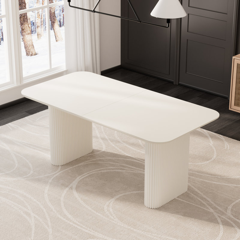 Table de salle à manger 70 po, Blanc, Blanc