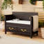 Banc à chaussures avec dossier, espace caché, poignées de style rétro, pin, armoire d'entrée à ressorts à gaz contrôlés, rangement spacieux, détails complexes, construction, lisse