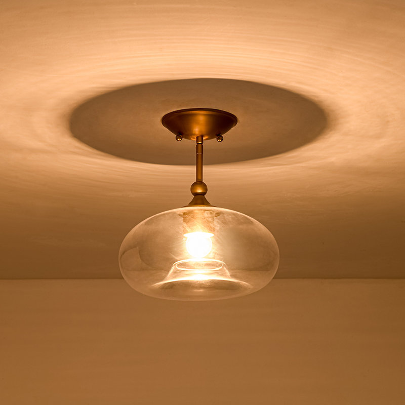 1-Light Clear Glass Semi-Flush Mount