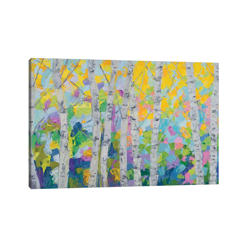 «Dancing Birch Tree» par Ann Marie Coolick - peinture sur toile tendue, H 18 po x l 26 po x P 1,5 po