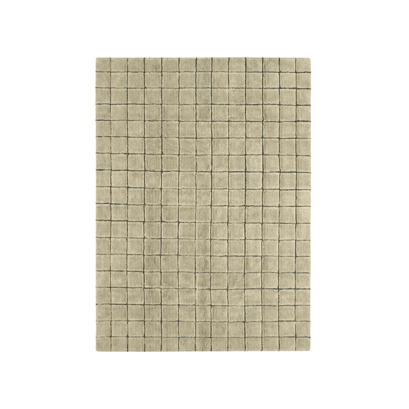 Mosaic Wool Geometric Area Rug in Green, Rectangle 5'7" x 7'10"