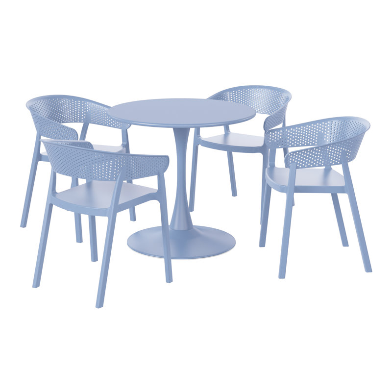 Ensemble repas extérieur pour 4 personnes, H 29 po x l 31,5 po x P 31,5 po, Bleu, 4
