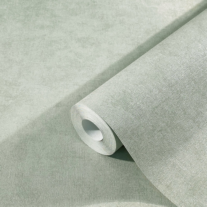 Flora Collection Pearlescent Plain Texture Wallpaper Roll, Green