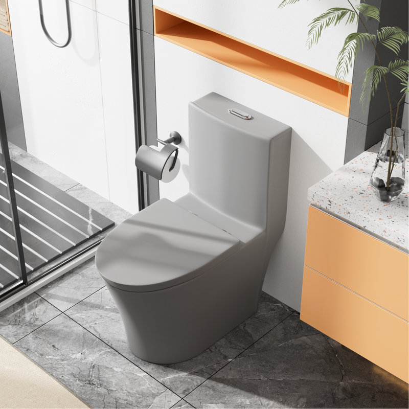 Dual Flush Matte Grey Toilet - 1.1/1.6 , Comfortable Seat, Double Flushing, Easy To Clean With Porcelain, Soft Close Flushing